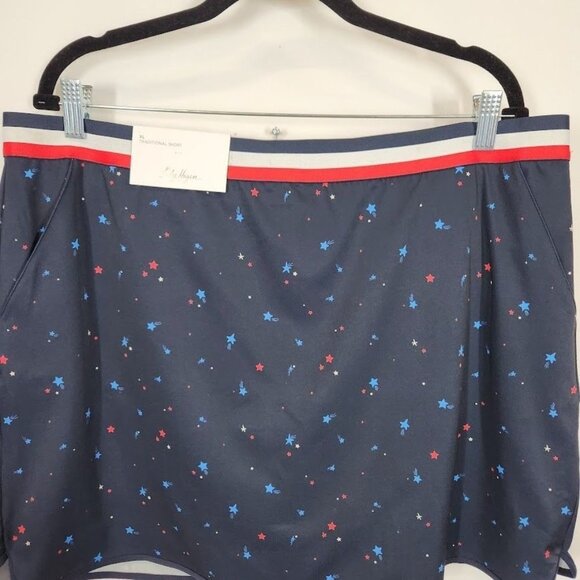 Lady Hagen Women's Contrast Trim Golf Skort Navy Star Print - Size XXL - Picture 3 of 14
